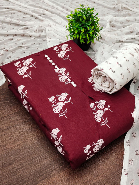 HERE&NOW Printed Pure Cotton Unstitched Dress Material - Image 4