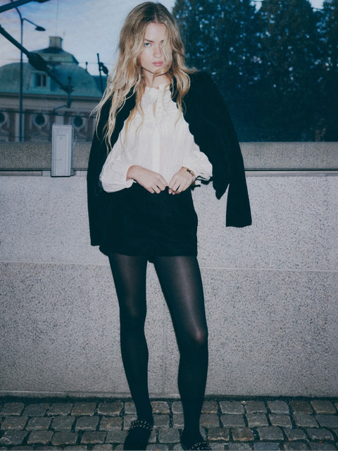 H&M Women Flocked Denim Jacket