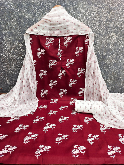 HERE&NOW Printed Pure Cotton Unstitched Dress Material - Image 2