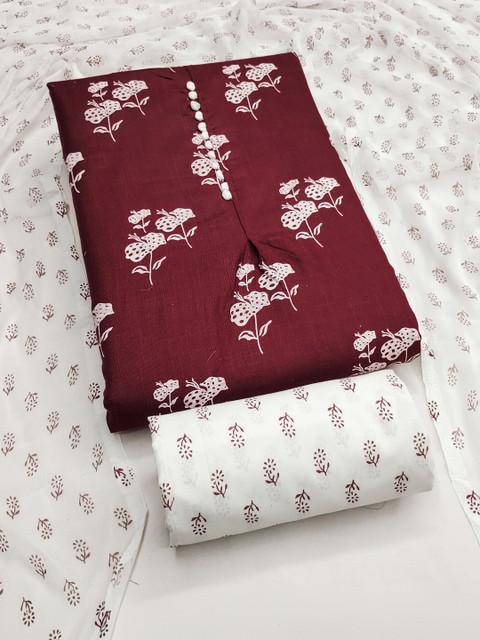 HERE&NOW Printed Pure Cotton Unstitched Dress Material