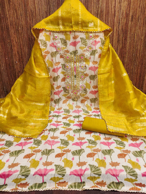 HERE&NOW Printed Unstitched Dress Material - Image 3