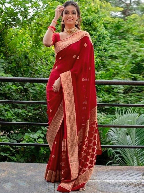 SZN Woven Design Zari Silk Blend Banarasi Saree