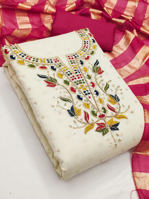 HERE&NOW Embroidered Unstitched Dress Material - Image 3