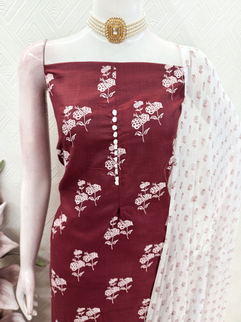 HERE&NOW Printed Pure Cotton Unstitched Dress Material - Image 5