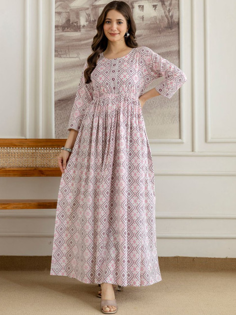 DRESSAR Women Printed Floral Anarkali Kurta