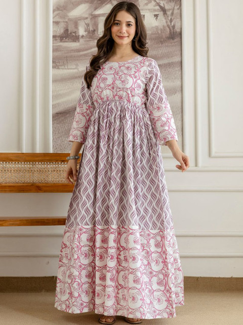 DRESSAR Women Printed Floral Anarkali Kurta
