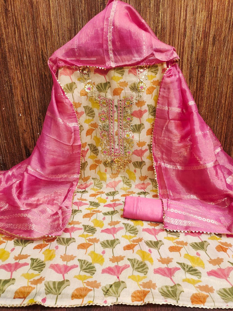 HERE&NOW Printed Pure Cotton Unstitched Dress Material - Image 2
