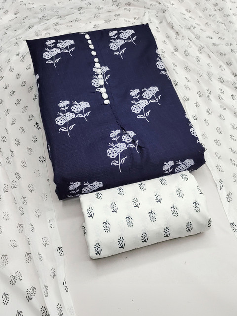 HERE&NOW Printed Pure Cotton Unstitched Dress Material