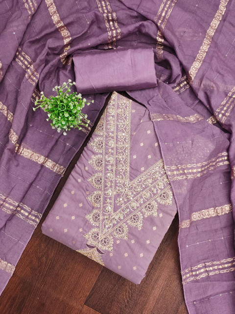 HERE&NOW Embroidered Silk Georgette Unstitched Dress Material - Image 2