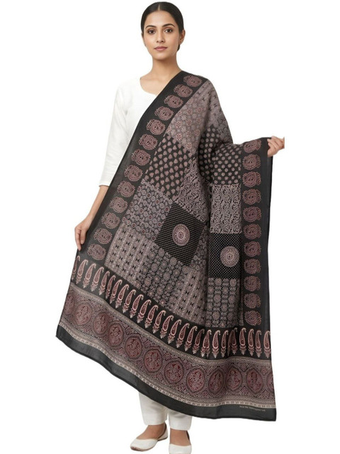 Drape Essence Ethnic Motif Ajrakh Printed Rayon Dupatta - Image 2