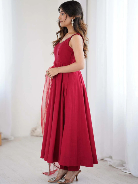 all about you Women Regular Gotta Patti Chanderi Silk Kurta with Trousers & With Dupatta - Image 6
