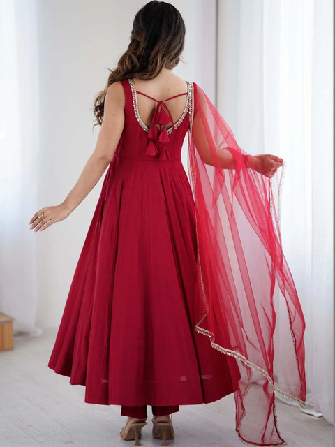 all about you Women Regular Gotta Patti Chanderi Silk Kurta with Trousers & With Dupatta - Image 7