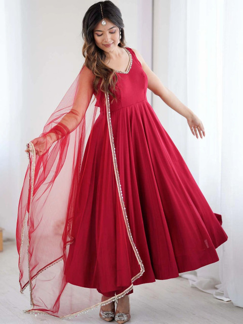 all about you Women Regular Gotta Patti Chanderi Silk Kurta with Trousers & With Dupatta - Image 3