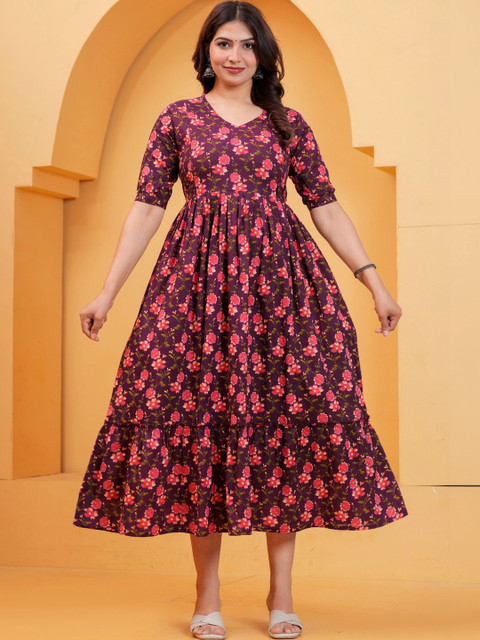 NITVAN Women Floral Printed Floral Anarkali Kurta