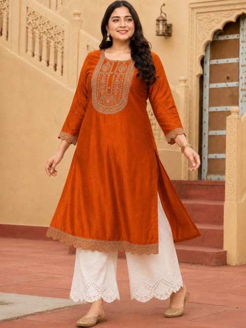 rarethread Women Embellished Thread Work Kurta - Image 5