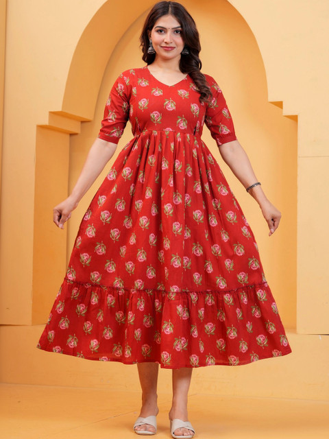 NITVAN Women Floral Printed Floral Anarkali Kurta