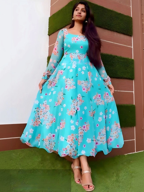 swara enterprise Women Floral Print Georgette Anarkali Kurta