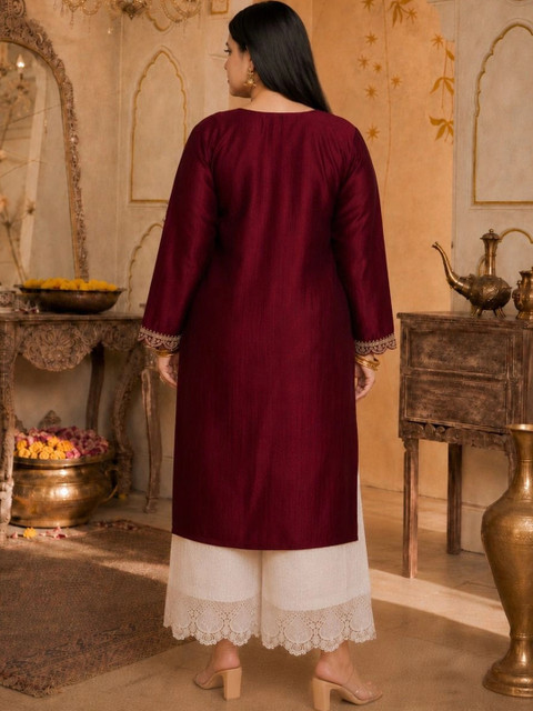 rarethread Women Ethnic Motifs Embroidered Thread Work Kurta - Image 2