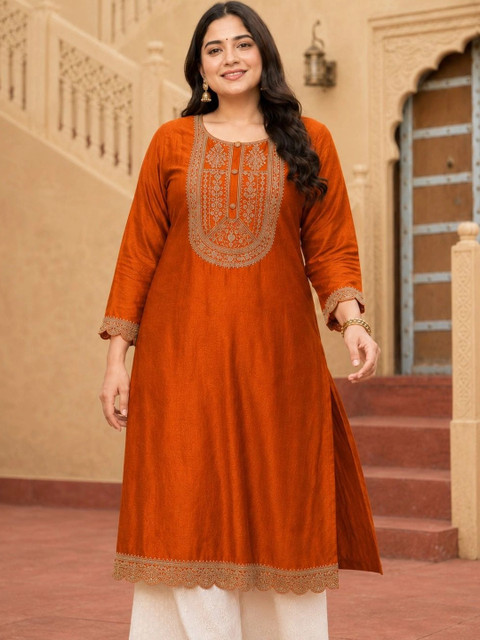 rarethread Women Embellished Thread Work Kurta - Image 3