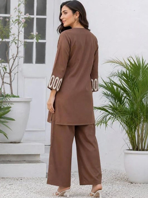 Idalia Embroidered Tunic with Palazzos - Image 2