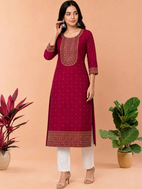 rarethread Women Ethnic Motifs Embroidered Thread Work Kurta