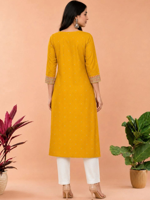 rarethread Women Ethnic Motifs Embroidered Thread Work Kurta - Image 5