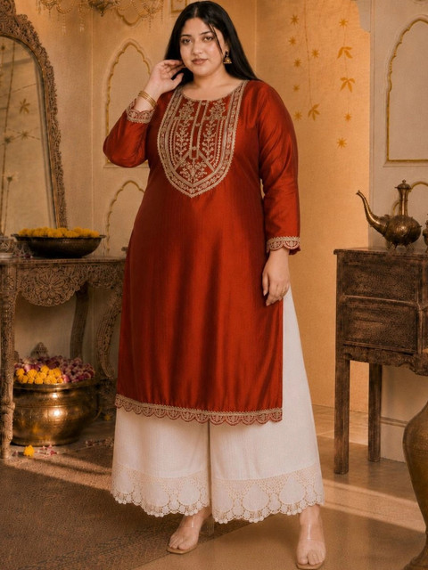 HOUSE OF SETHIA Women Ethnic Motifs Embroidered Thread Work Kurta - Image 2