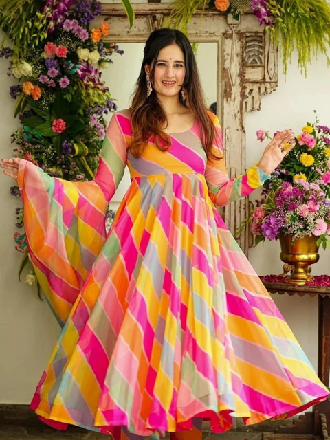 ICONIC CLOTH Striped A-Line Maxi Dress