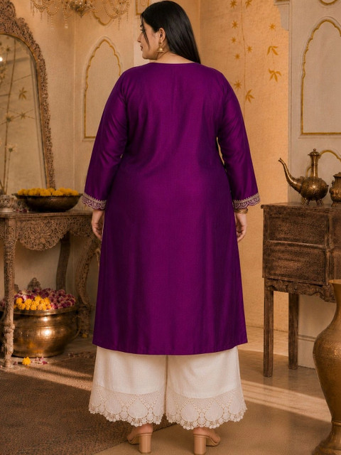 HOUSE OF SETHIA Women Ethnic Motifs Embroidered Thread Work Kurta - Image 3