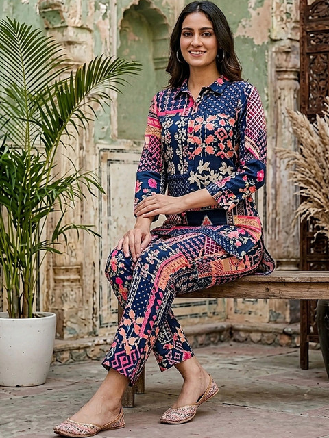 Banwaree Floral Printed Tunic with Trousers - Image 3