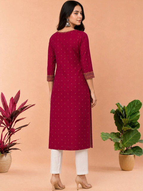 rarethread Women Ethnic Motifs Embroidered Thread Work Kurta - Image 4