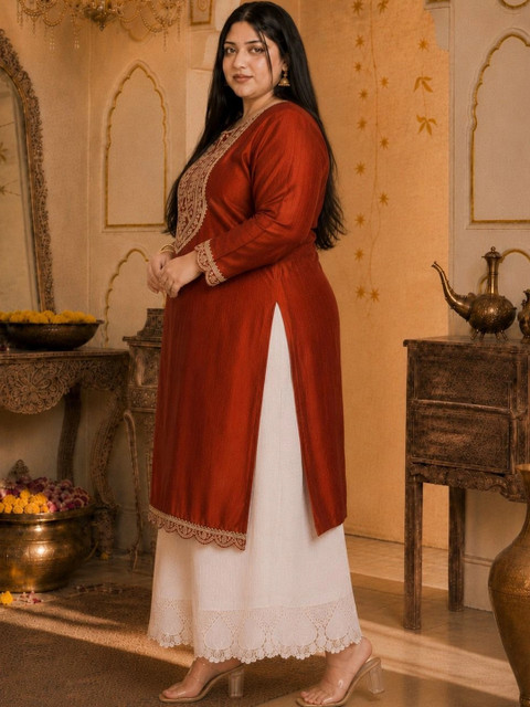 HOUSE OF SETHIA Women Ethnic Motifs Embroidered Thread Work Kurta - Image 7