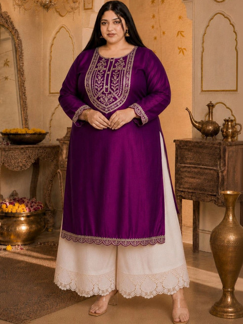 HOUSE OF SETHIA Women Ethnic Motifs Embroidered Thread Work Kurta - Image 2