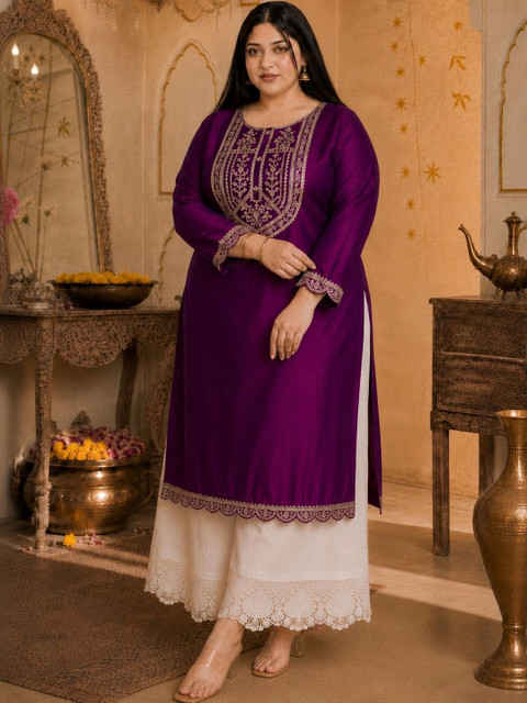 HOUSE OF SETHIA Women Ethnic Motifs Embroidered Thread Work Kurta - Image 4