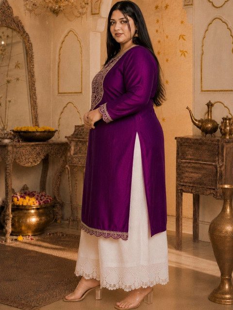 HOUSE OF SETHIA Women Ethnic Motifs Embroidered Thread Work Kurta - Image 5