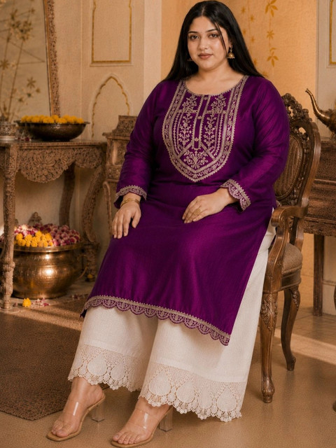 HOUSE OF SETHIA Women Ethnic Motifs Embroidered Thread Work Kurta - Image 7