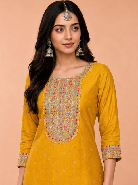 rarethread Women Ethnic Motifs Embroidered Thread Work Kurta - Image 2