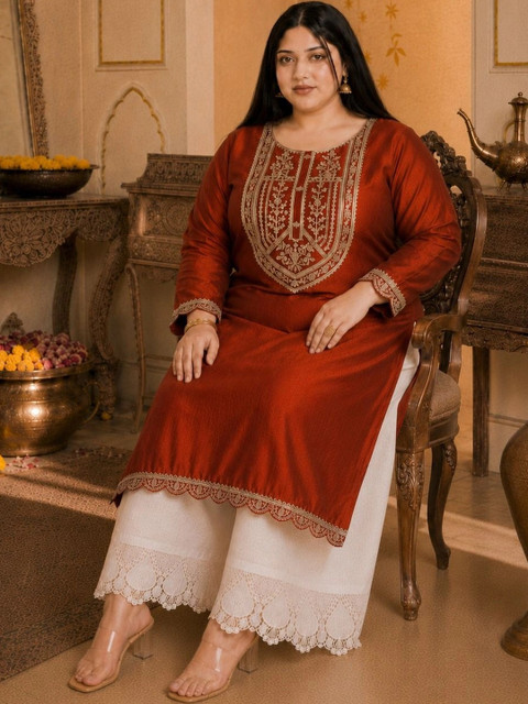 HOUSE OF SETHIA Women Ethnic Motifs Embroidered Thread Work Kurta - Image 5