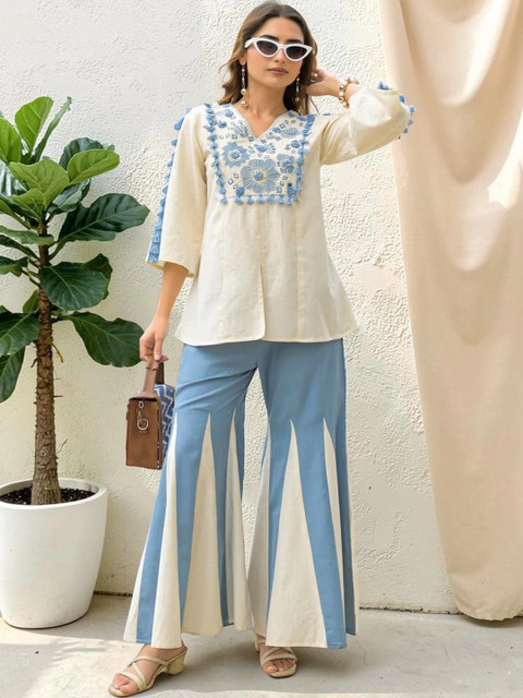 ETC Embroidered Tunic with Palazzos