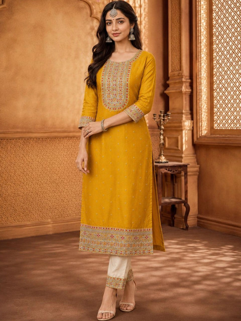HOUSE OF SETHIA Women Embroidered Thread Work Kurta - Image 2