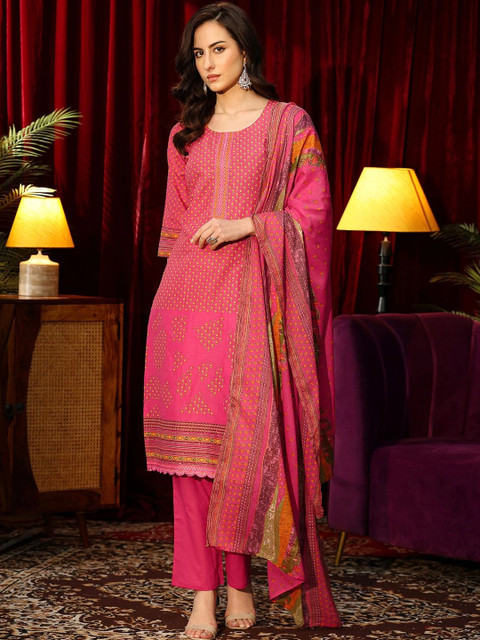Libas Women Ethnic Motifs Printed Regular Kurta with Trousers & With Dupatta