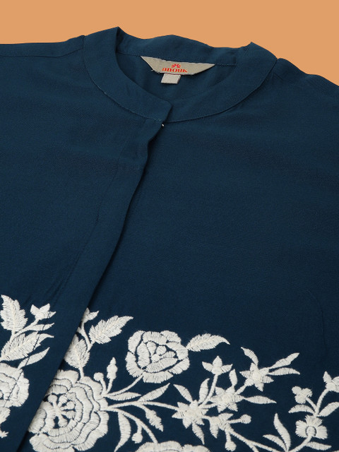 Anouk Blue Embroidered Tunic With Trousers Co-Ords - Image 2