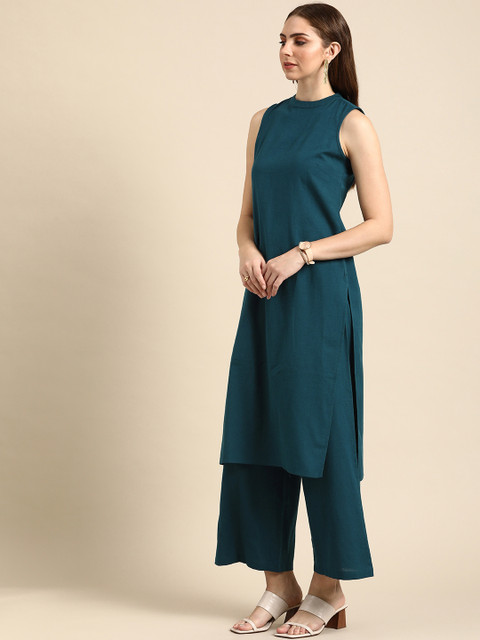Anouk Women Pure Cotton Regular kurta With Palazzos - Image 4