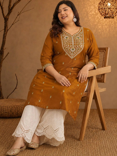 HOUSE OF SETHIA Women Embroidered Thread Work Kurta - Image 7