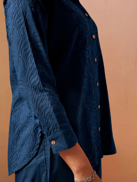 Anouk Schiffli Cotton Self Design Shirt with Trousers - Image 5