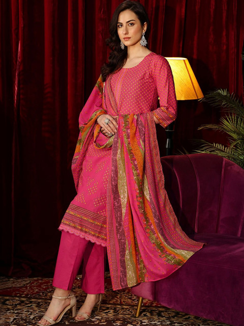Libas Women Ethnic Motifs Printed Regular Kurta with Trousers & With Dupatta - Image 4