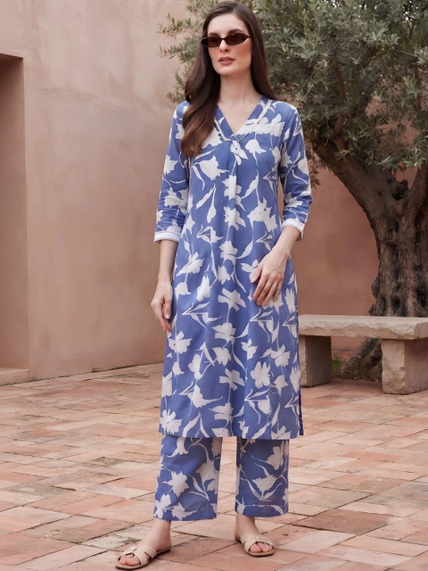 Pixie lane Floral Cotton Printed Tunic with Trousers - Image 6