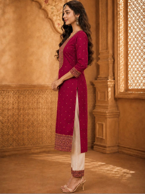 rarethread Women Embellished Thread Work Kurta - Image 7