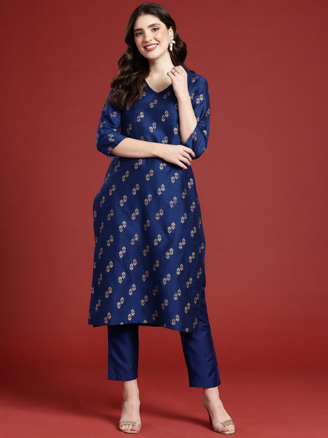 Anouk Women Floral Printed Regular Kurta With Trousers - Image 5