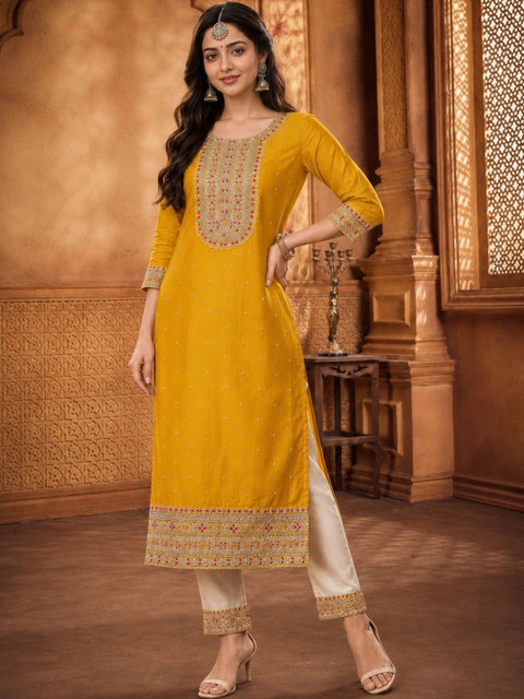 HOUSE OF SETHIA Women Embroidered Thread Work Kurta - Image 5